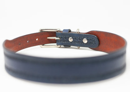 Lean Leather Dog Collar in Blue