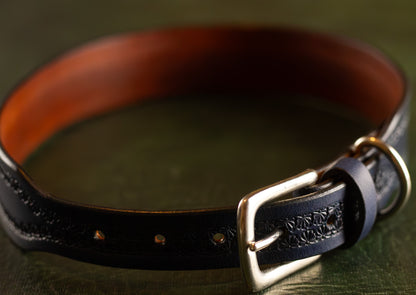 Lean Leather Dog Collar in Blue