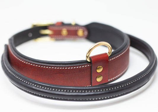 Red Leather Dog Collar Large