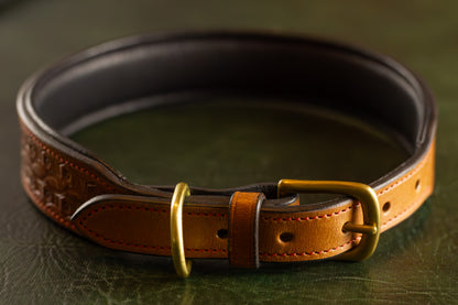 Dark Tan Leather Dog Collar