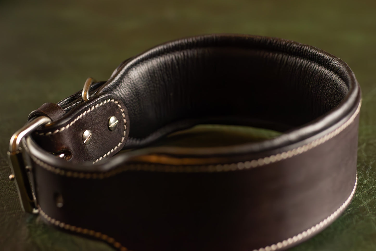 Chocolate Leather Dog Collar Large