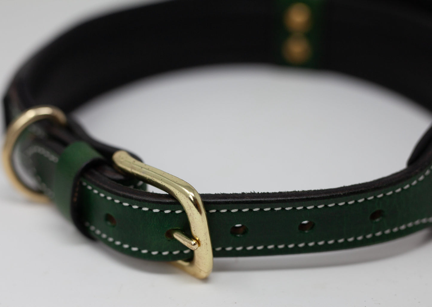 Large Green Leather Dog Collar