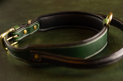 Large Green Leather Dog Collar