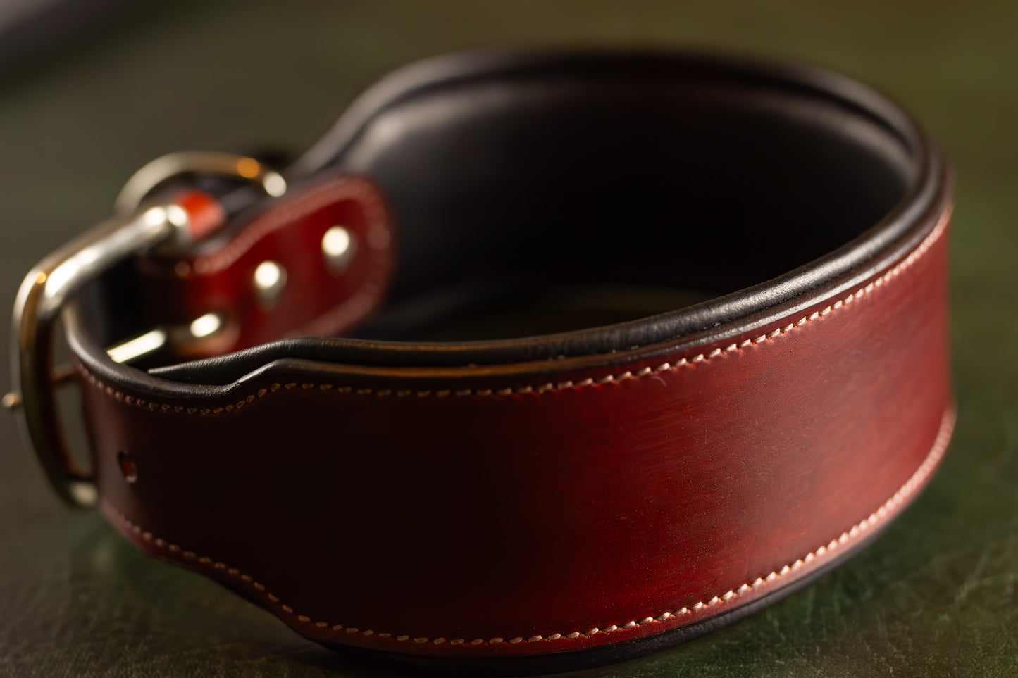 Red Thick Leather Dog Collar