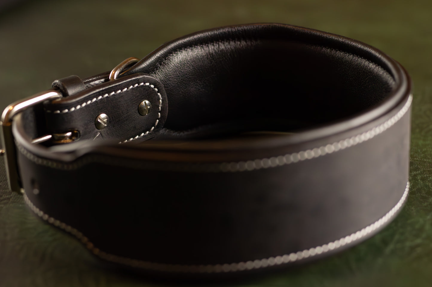 Leather Dog Collar Large Charcoal