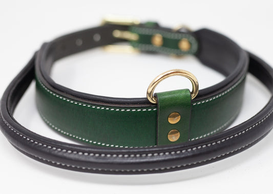 Large Green Leather Dog Collar