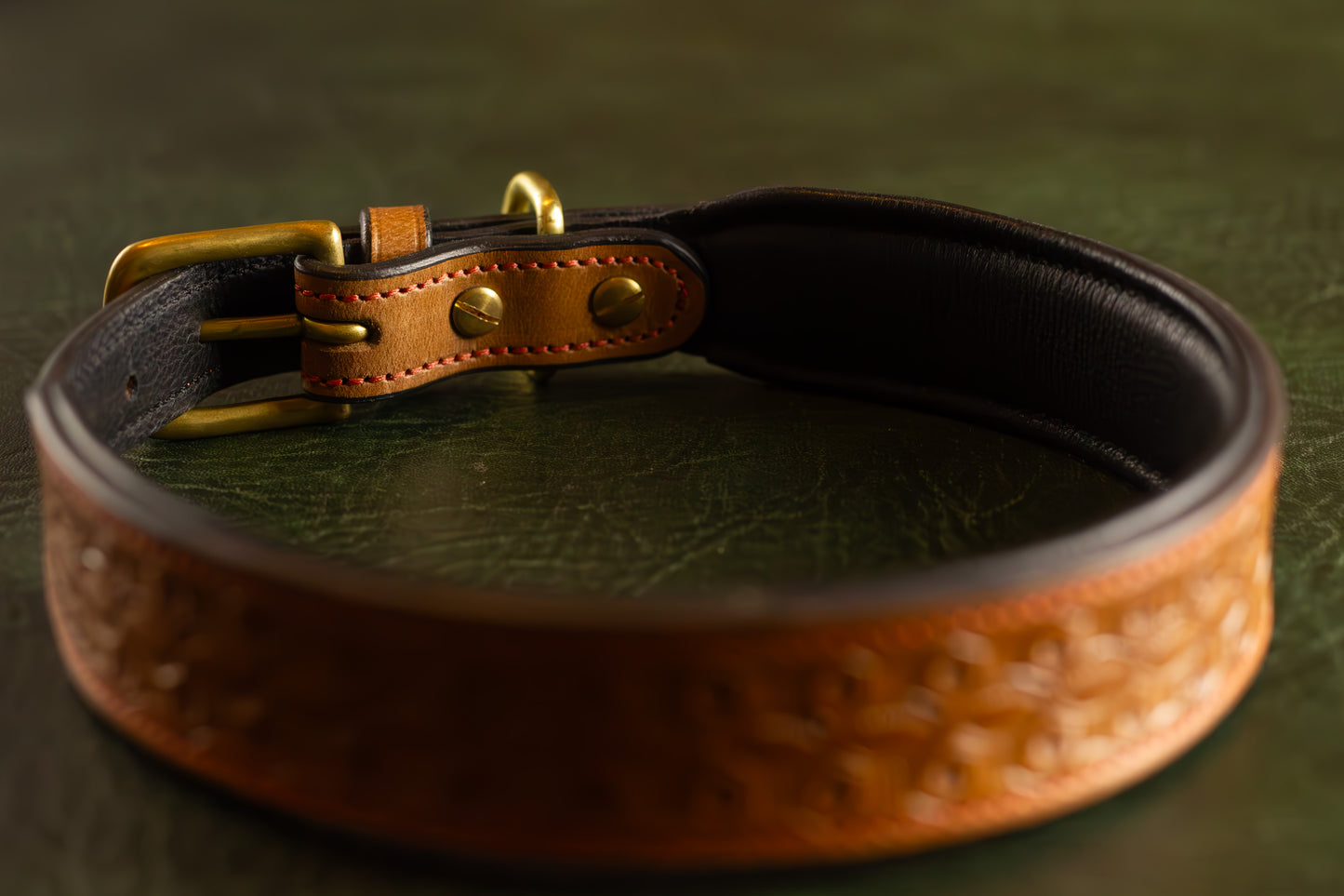 Dark Tan Leather Dog Collar