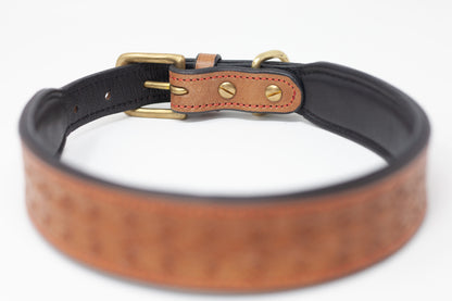 Dark Tan Leather Dog Collar