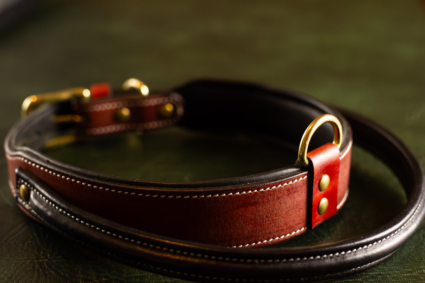 Red Leather Dog Collar Large