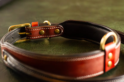 Red Leather Dog Collar Large