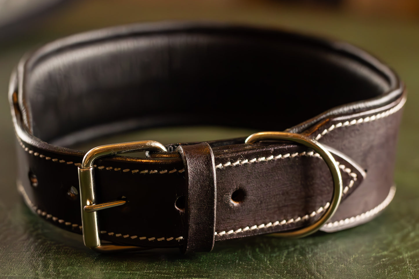 Chocolate Leather Dog Collar Large