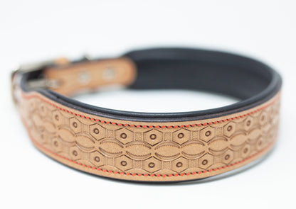 Tan Leather Padded Dog Collar Large