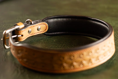 Tan Leather Padded Dog Collar Large