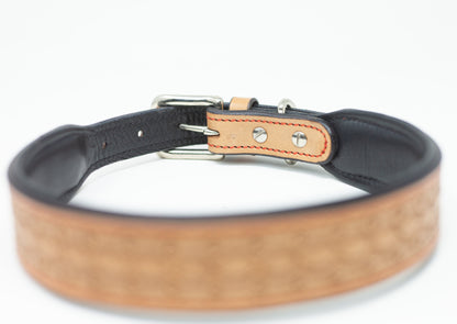 Tan Leather Padded Dog Collar Large