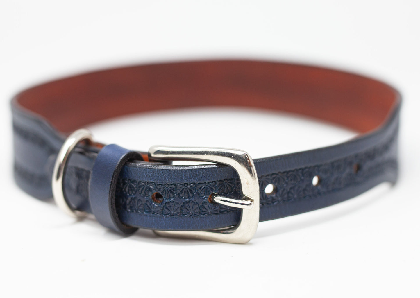 Lean Leather Dog Collar in Blue