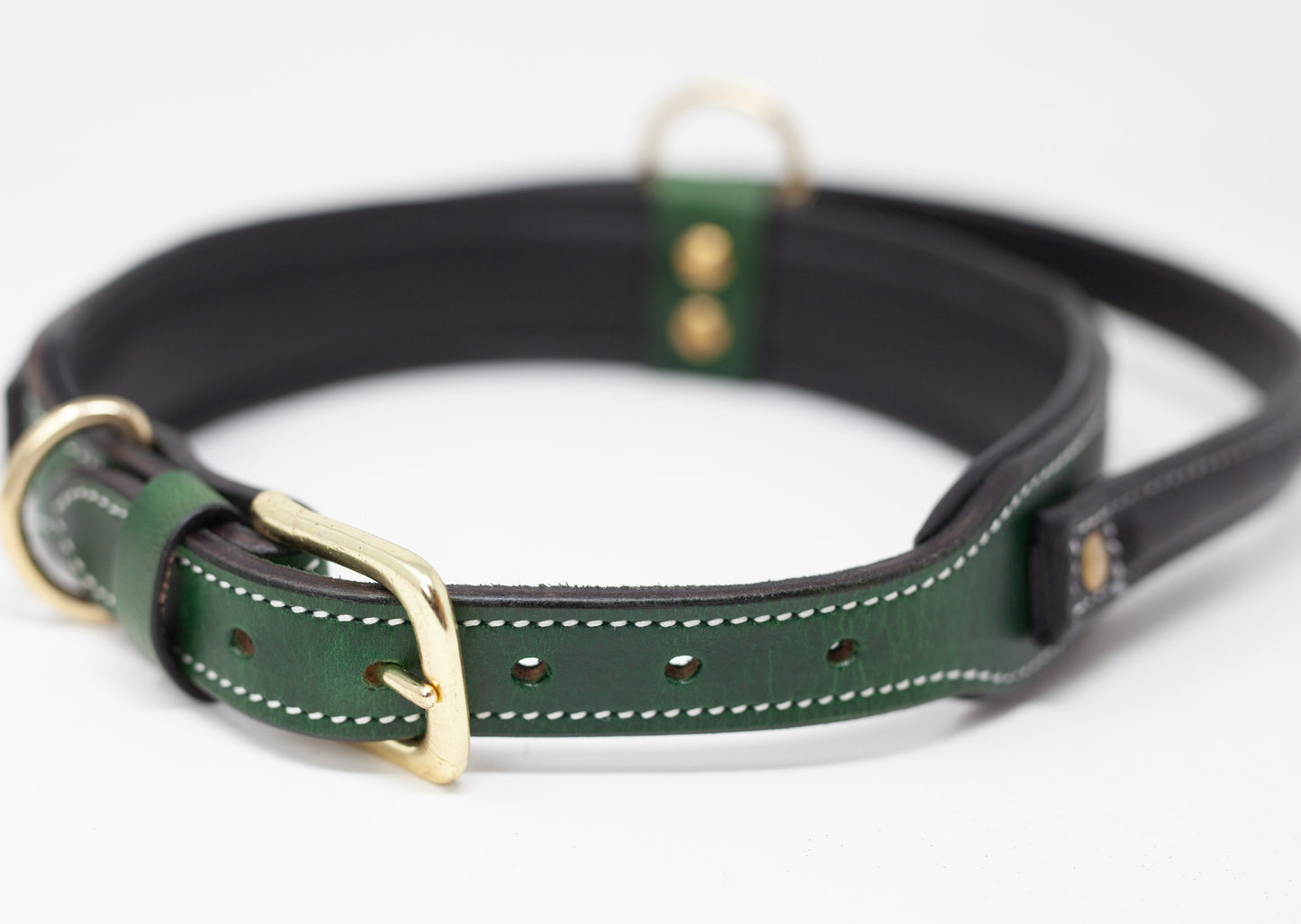 Large Green Leather Dog Collar